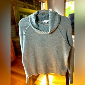 Pink Rose cowl neck sweater, sage green, medium